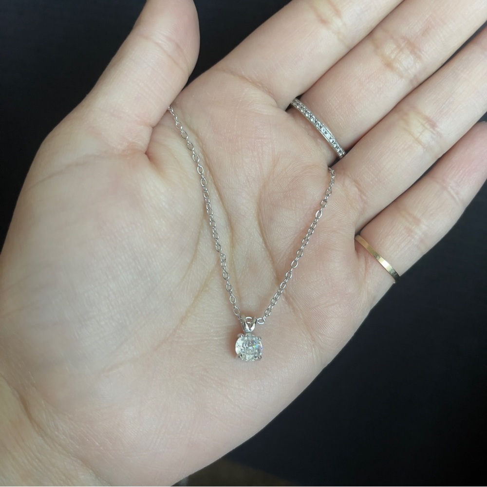 Kenneth Jay lane stainless steel silver tone cz necklace 18 inch